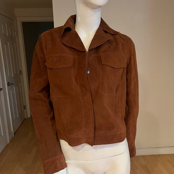 $895 VINCE CALF LEATHER SUEDE UTITLITY MOTO STRUCTURED JACKET SZ S SMALL - Picture 2 of 6